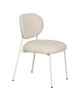 Tov Furniture 2 Pc. Cream Leather Stackable Dining Chair with Cream Legs