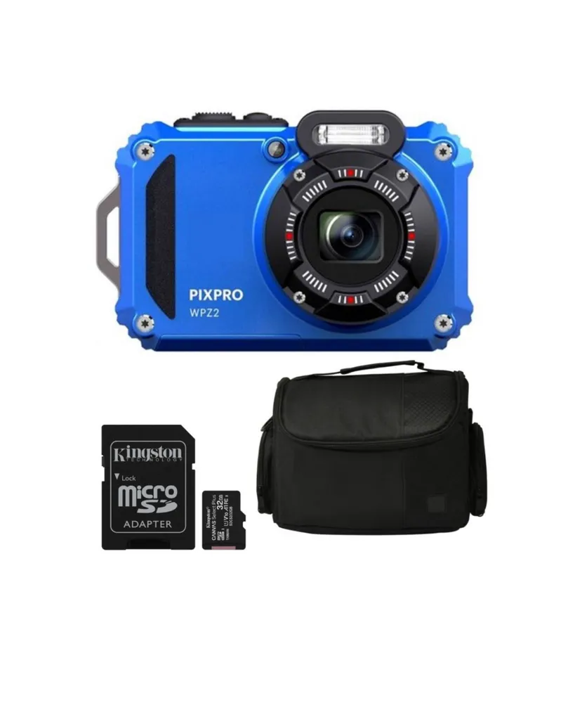 Kodak Pixpro WPZ2 Rugged Waterproof 16MP Camera (Blue) with Case and 32GB Card