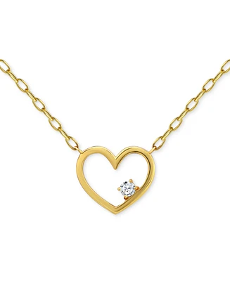 Giani Bernini Cubic Zirconia Accent Open Heart Pendant Necklace in Gold over Silver, 16" + 2" extender, Created for Macy's