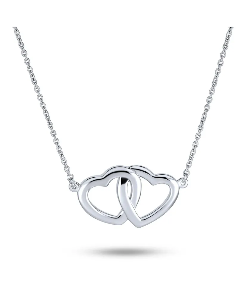 Bling Jewelry Bff Lover Couples Station Interlocking Open Hearts Pendant Necklace For Women - Sterling Silver