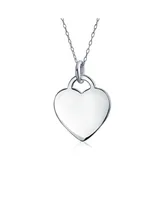 Bling Jewelry Tiny Minimalist Blank Plain Flat Heart Shape Initial Pendant Necklace For For Women Sterling Silver