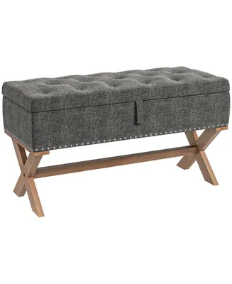 Homcom End of Bed Bench with Button Tufted Design, Wood Legs