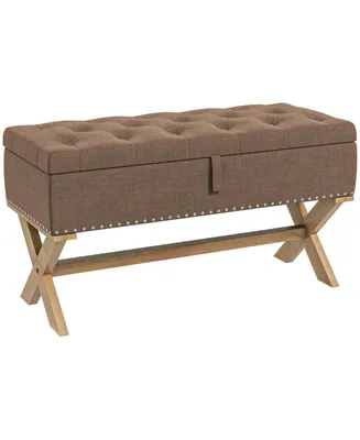 Homcom End of Bed Bench with Button Tufted Design, Wood Legs