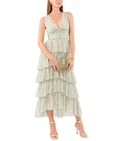 1.state Women's Floral Sleeveless Tiered Maxi Dress