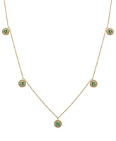 2-Pc. Set Lab-Grown Emerald Beaded Dangle Collar Necklace & Matching Stud Earrings (1/2 ct. t.w.) in 14k Gold-Plated Sterling Silver