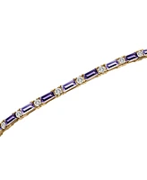 Amethyst, Rose de France Amethyst & White Topaz (3-1/8 ct. t.w.) Narrow Bangle Bracelet in 14k Gold-Plated Sterling Silver