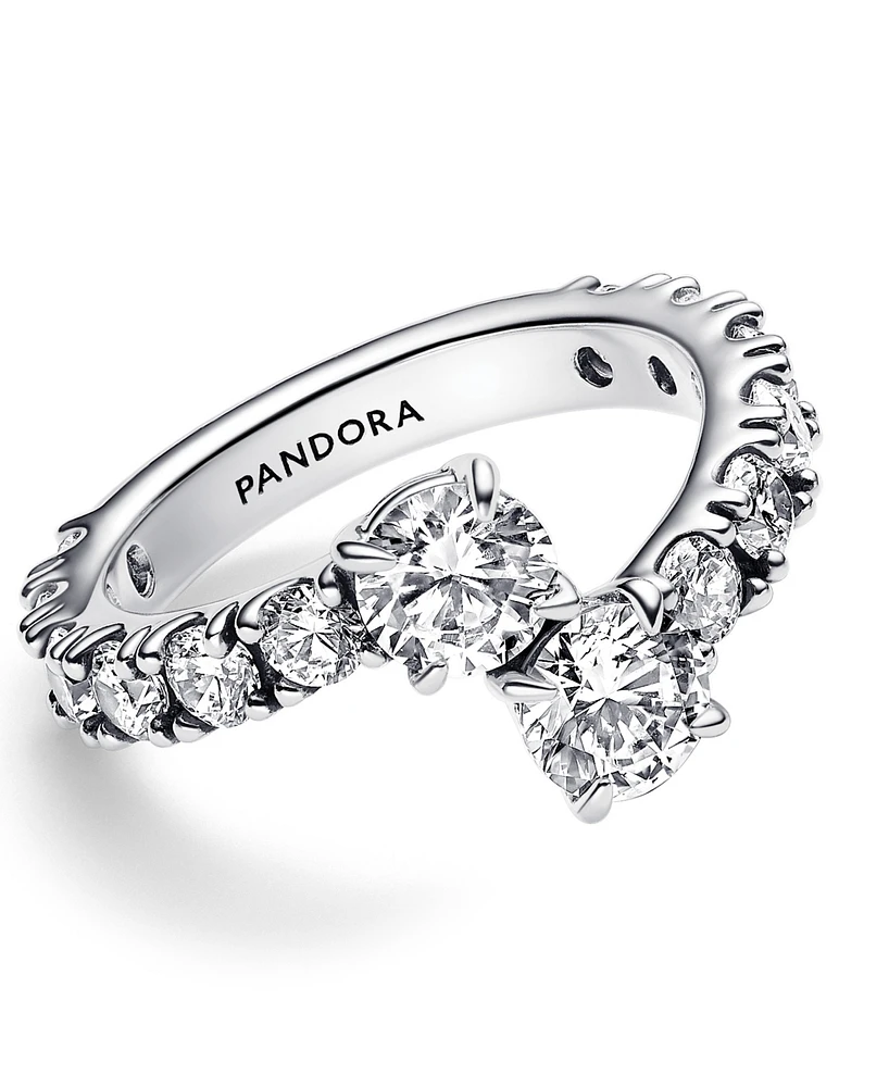 Pandora Sterling Silver Timeless Overlapping Sparkling Band Ring