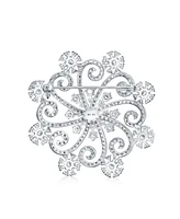 Large Frozen Winter Swirl Holiday Party Cz Cubic Zirconia Scarf Christmas Statement Snowflake Brooch Pin For Women