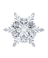 Bling Jewelry Large Multi Color Ice Blue Frozen Winter Flower Snowflake Brooch Pin Crystal Holiday Party Frozen Winter Rhodium Plated Alloy