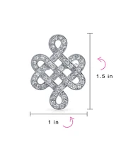 Bling Jewelry Eternal Celtic Love Knot Work Cubic Zirconia Pave Cz Brooch Pin For Women Rhodium Plated Brass 1.2 Inch