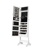 Sugift Lockable Mirrored Jewelry Cabinet Armoire Storage Organizer Box