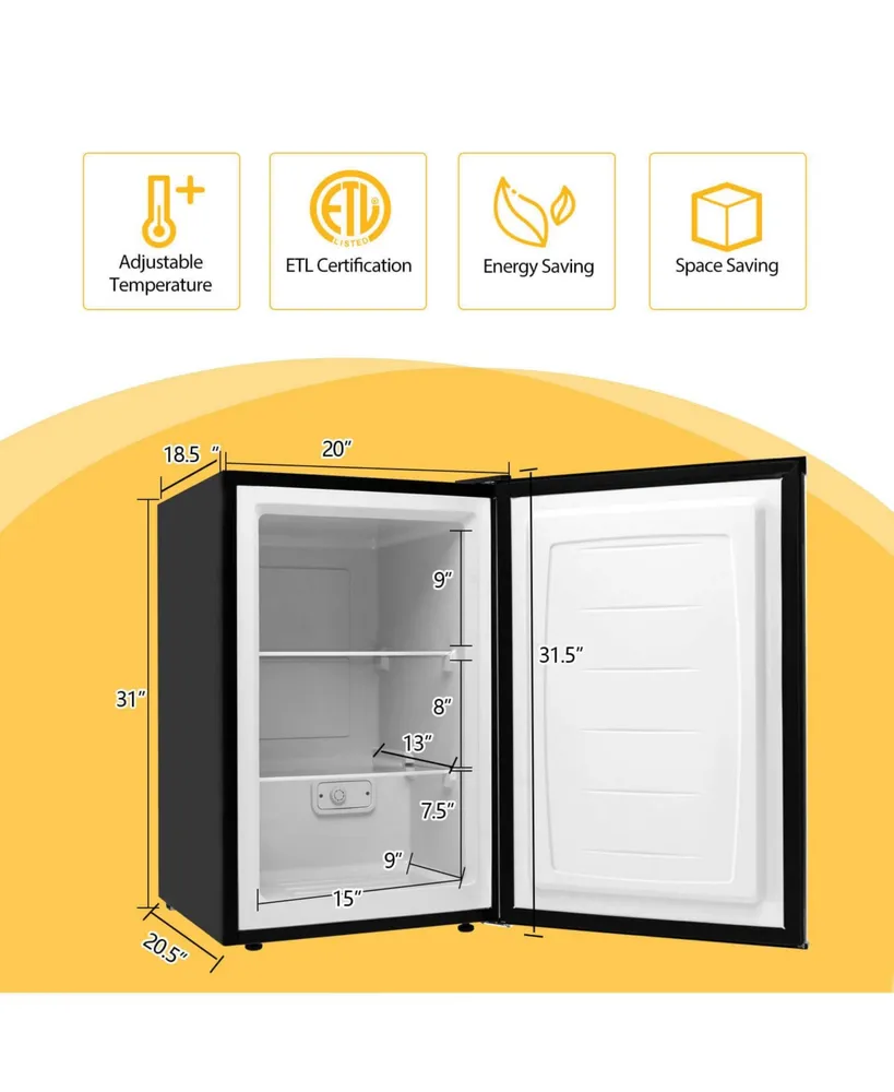 Sugift 3 Cubic Feet Compact Upright Freezer with Stainless Steel Door
