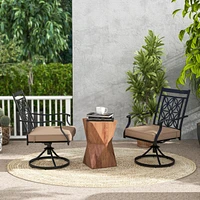 Sugift 2 Pieces Patio Swivel Chairs with Blossom Pattern Backrest and Cushions
