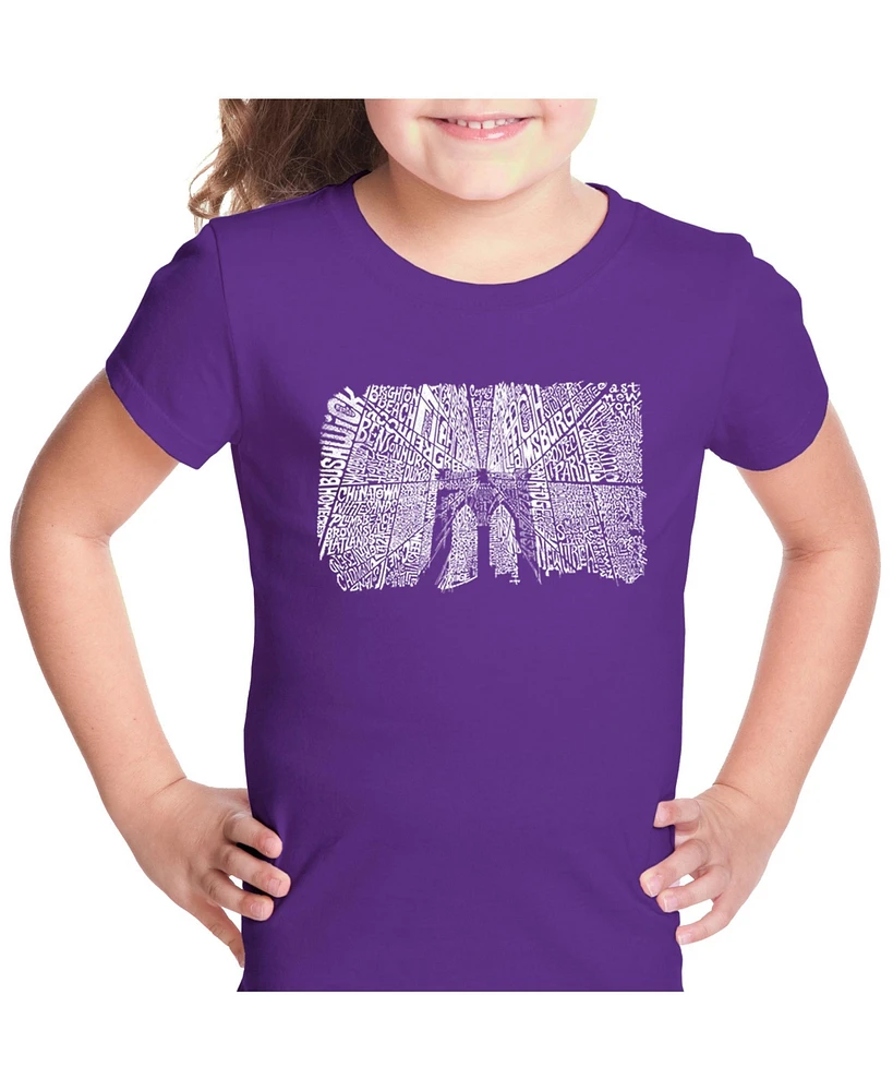 Girl's Word Art T-shirt - Brooklyn Bridge