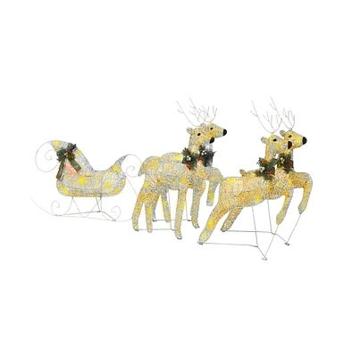 Reindeer & Sleigh Christmas Decoration 100 LEDs Outdoor Gold