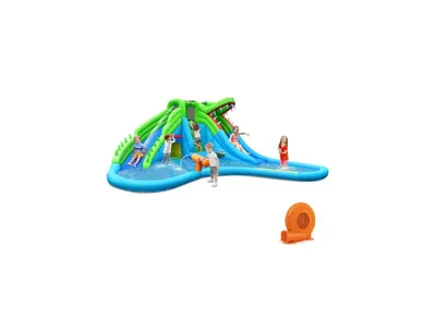 Inflatable Crocodile Style Water Slide Upgraded Kids Bounce Castle with 750W Blower