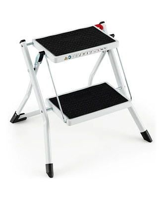 Folding 2 Step Ladder with Anti-Slip Pedal and Large Foot Pads