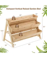 3 Tier Wooden Vertical Raised Garden Bed with Storage Shelf