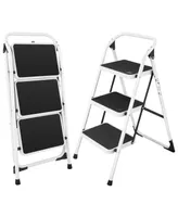 Folding 3-Step Ladder with Handgrip and Anti-Slip Platform