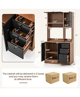 Sugift 71 Inch Kitchen Pantry with 3 Storage Cabinet and 3 Deep Drawers