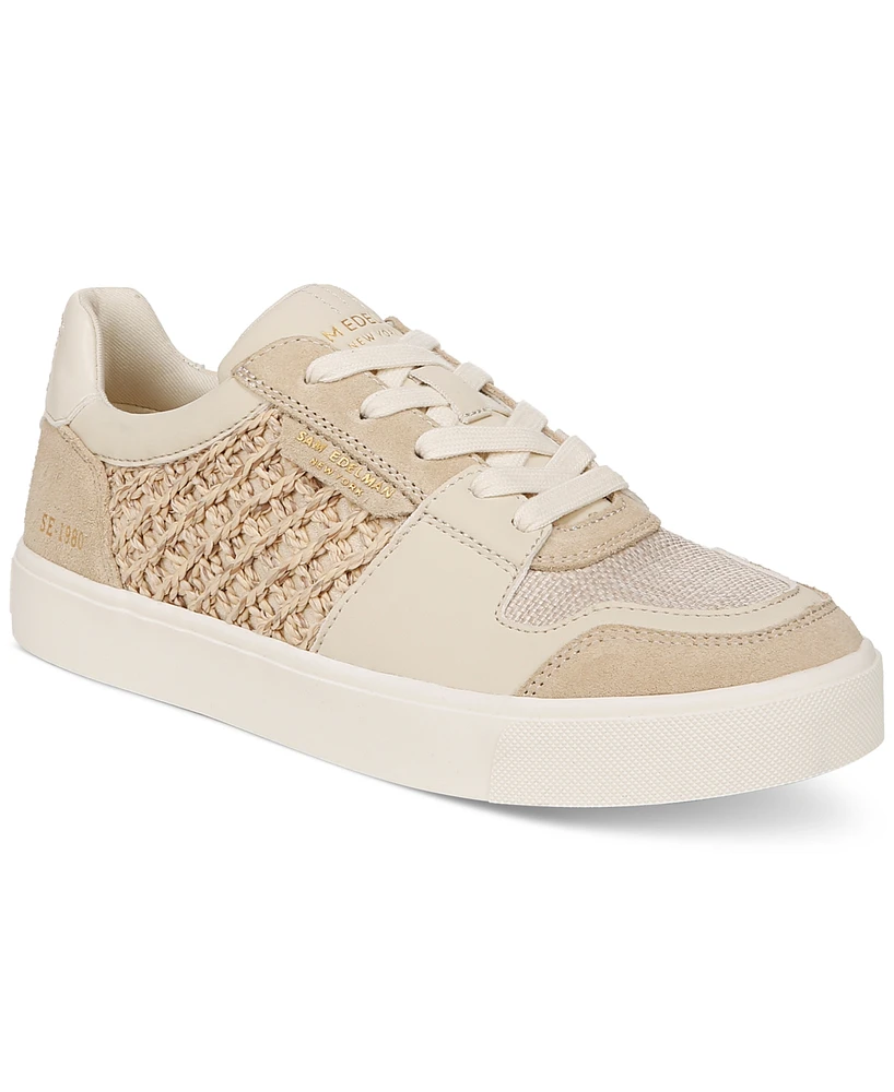 Sam Edelman Women's Elcie Lace-Up Raffia Court Sneakers