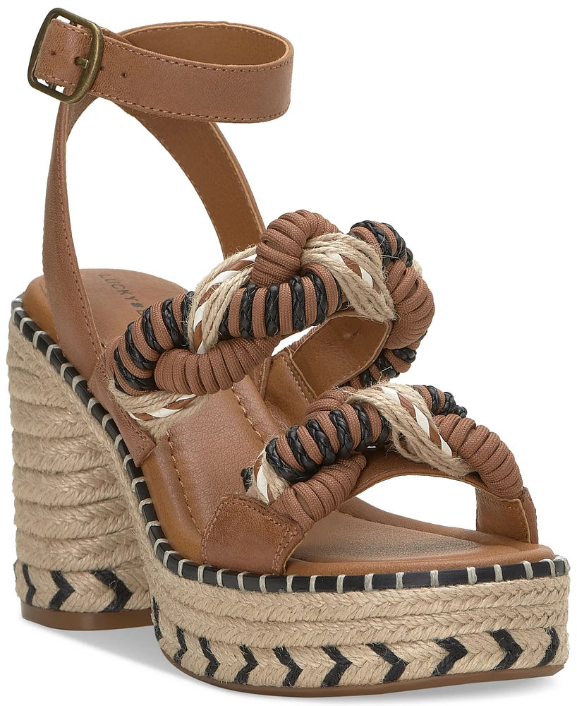 Lucky Brand Women's Jewelly Braided Ankle-Strap Espadrille Platform Sandals