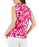 Tahari Asl Women's Printed Sailor-Tie-Neck Sleeveless Top