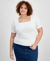 And Now This Trendy Plus Size Second Skin Square-Neck Top