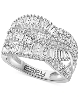 Effy Diamond Baguette & Round Multirow Crossover Statement Ring (1 ct. t.w.) in 14k White Gold