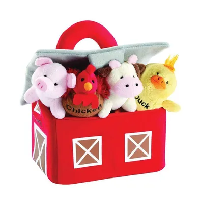 Barnyard Animals Plush Collection with Interactive Sounds and Barn Carrier