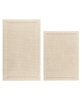 Host & Home Cotton Bath Rug, Stylish Textured Woven Design, Slip Resistant Backing, 5 Color Options, 2-Piece Set - 17x24 20x32