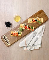 Godinger Signature Collection Acacia Rectangle Wood Cutting Board with Brass Accents