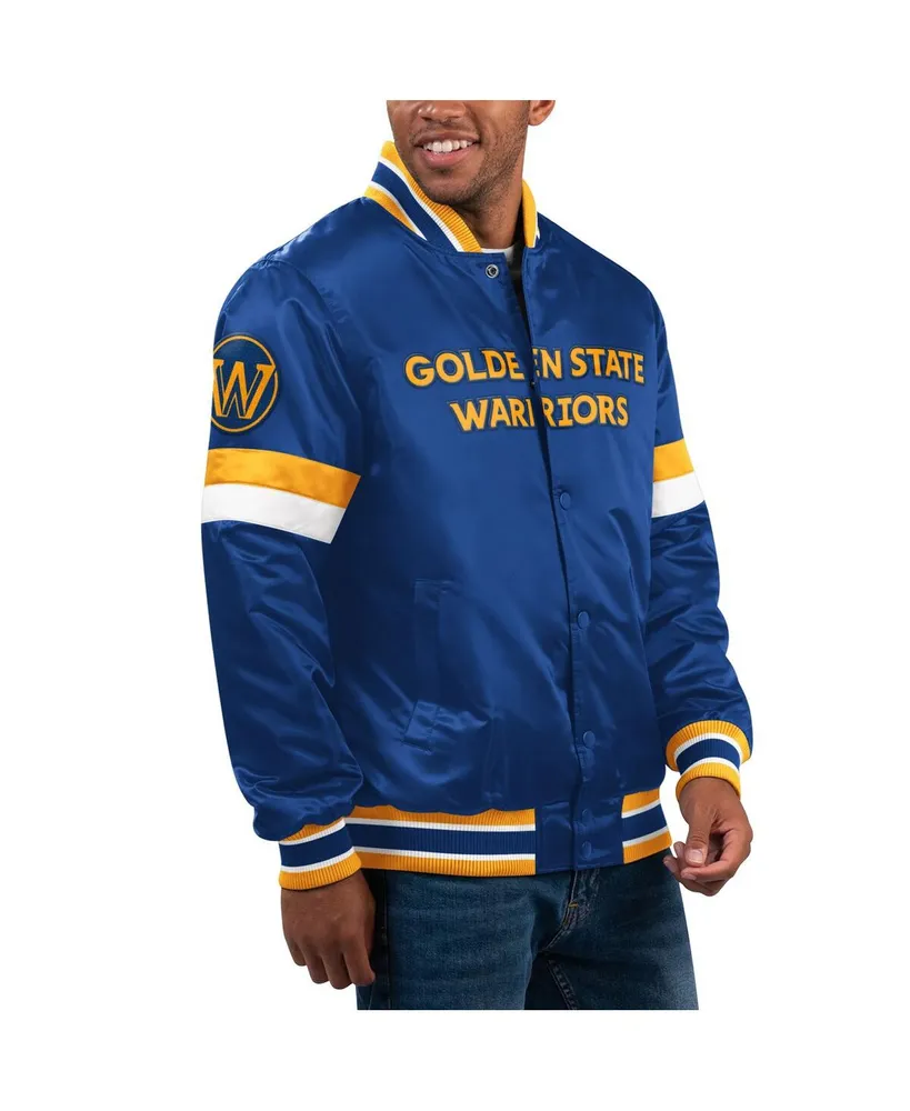 Men's Starter Royal Golden State Warriors Home Game Satin Full-Snap Varsity Jacket