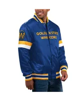 Men's Starter Royal Golden State Warriors Home Game Satin Full-Snap Varsity Jacket