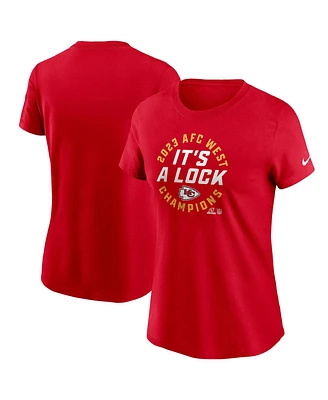 Women's Nike Red Kansas City Chiefs 2023 Afc West Division Champions Locker Room Trophy Collection T-shirt