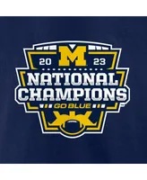 Men's Fanatics Navy Michigan Wolverines College Football Playoff 2023 National Champions Big and Tall Official Logo Pullover Hoodie