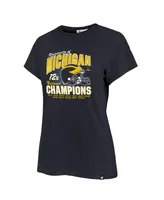 Women's '47 Brand Navy Distressed Michigan Wolverines 12-Time Football National Champions Frankie T-shirt