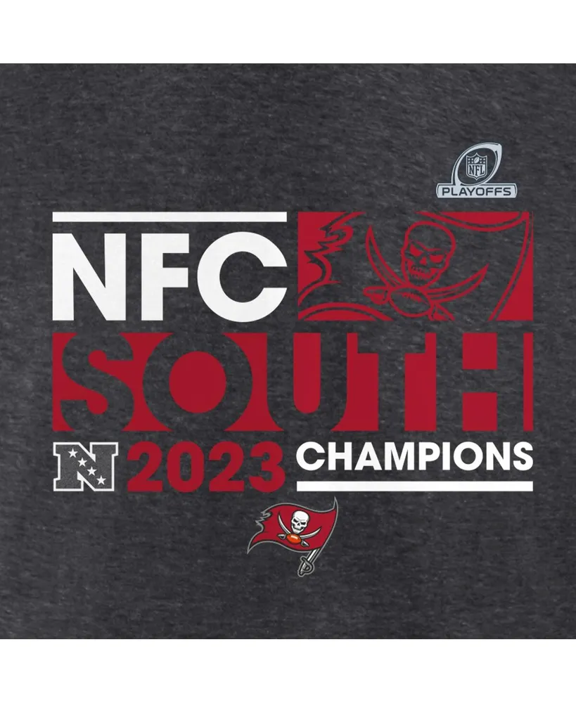 Women's Fanatics Heather Charcoal Tampa Bay Buccaneers 2023 Nfc South Division Champions Conquer Long Sleeve V-Neck T-shirt