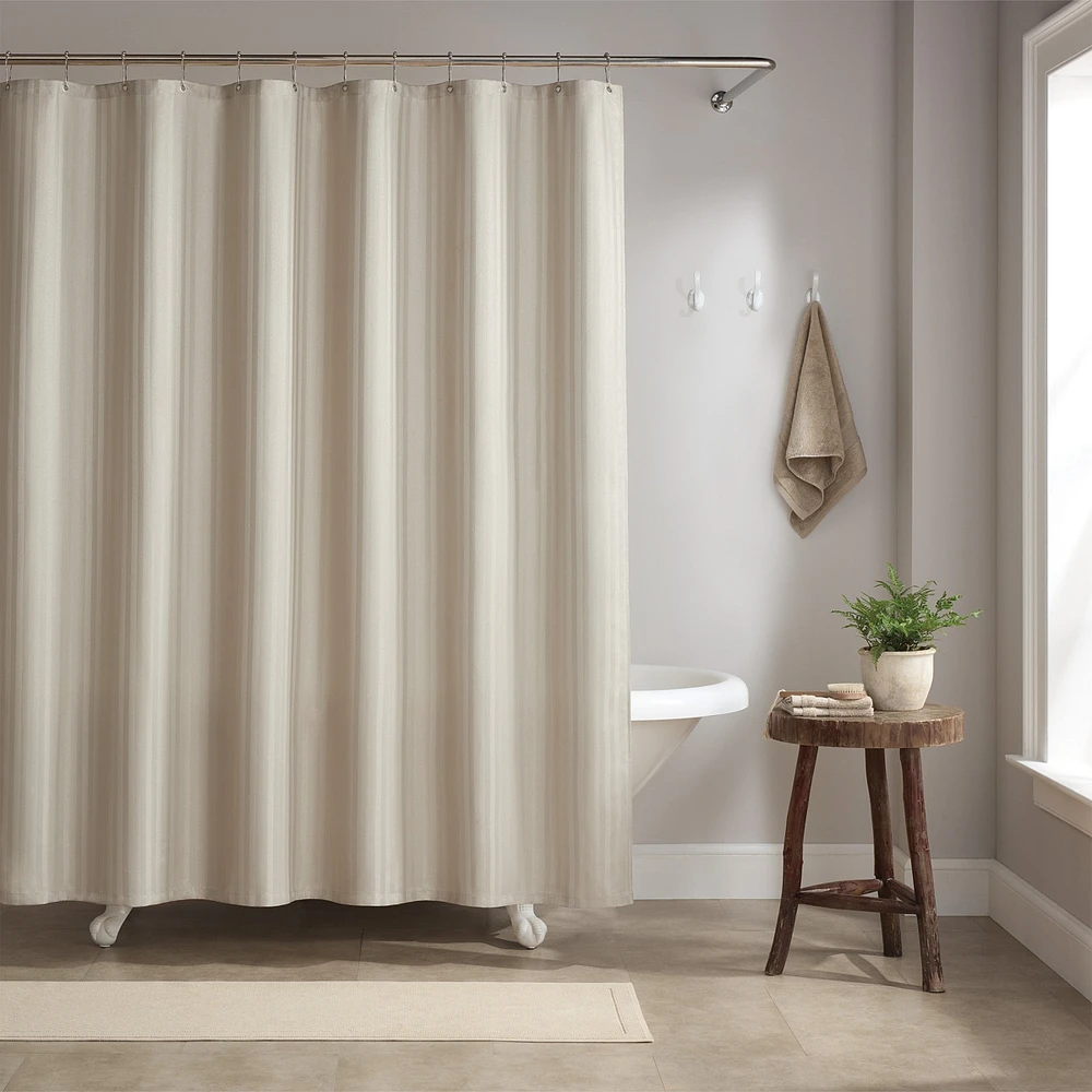 Arkwright Home Host & Damask Shower Curtain Set with 12 Metal Rolling Rings, Weighted Hem, Rust