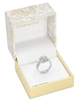 Charter Club Silver-Tone Pave & Cubic Zirconia Flower Halo Ring, Created for Macy's