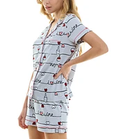 Derek Heart Women's 2-Pc. Printed Short Pajamas Set