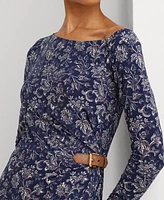 Lauren Ralph Women's Floral Buckle-Trim Jersey Off-the-Shoulder Dress