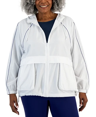 Id Ideology Plus Packable Zip-Front Hooded Jacket, Created for Macy's