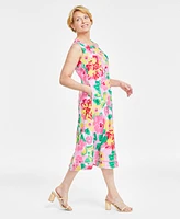 Charter Club Women's 100% Linen Floral-Print Woven Sleeveless Dress, Created for Macy's