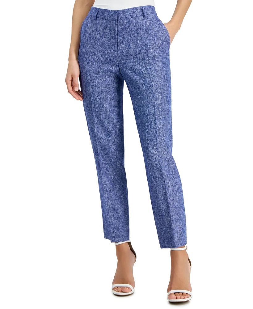 Anne Klein Women's Linen-Blend Straight Ankle Pants