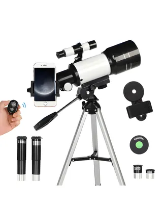 Portable 70mm Refractor Telescope for Adults & Kids - 15X-150X Magnification with Phone Adapter and Wireless Remote