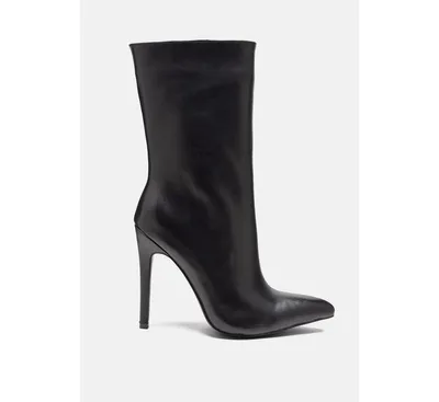 Rag & Co Nagini Over Ankle Pointed Toe High Heeled Boot Black
