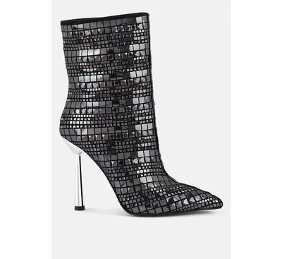 Womens extravagance mirror embellished stiletto boots