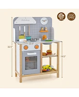 Wooden Toddler Pretend Kitchen Set with Cookware Accessories for Boys and Girls