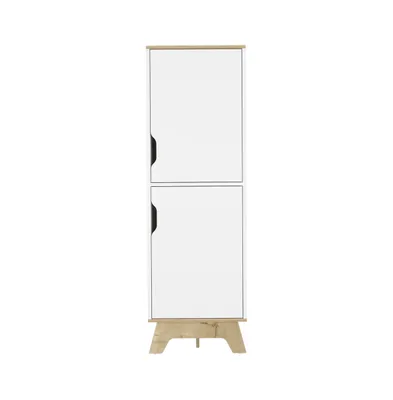 Depot E-shop Dahoon Single Kitchen Pantry Double Doors Cabinets, Four Shelves, Light oak / White